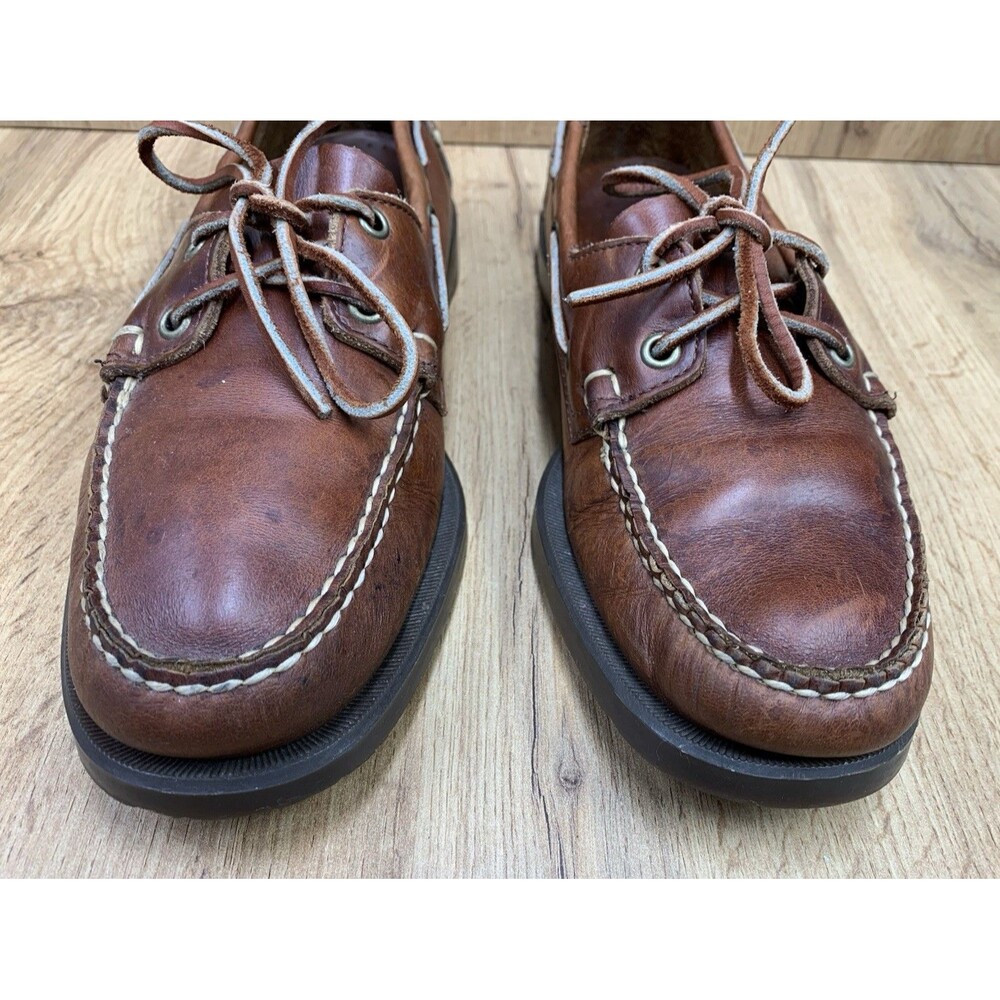 Sebago Docksides Boat Shoes Men's 9 M Brown Leather Lace Up Moc Toe Casual - Picture 6 of 16